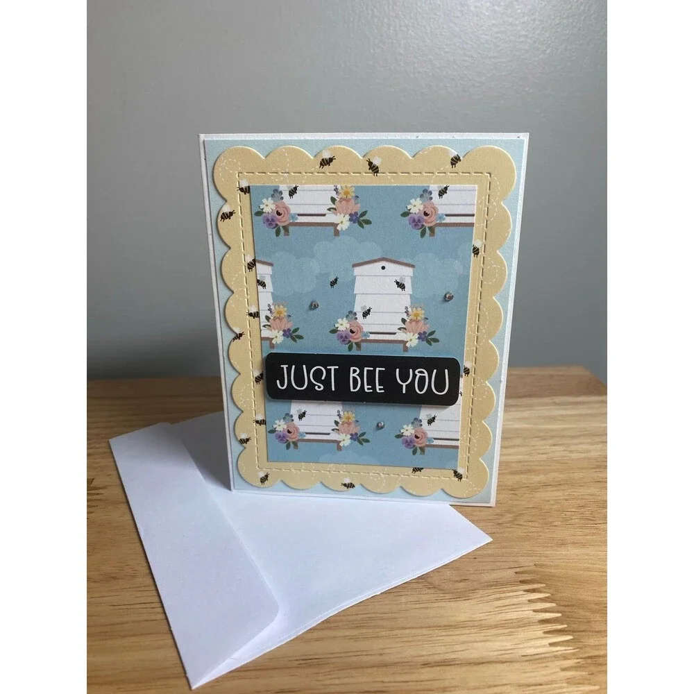 Bee & Honey Greeting Card – Handmade A2 Card – All Occasion Blank Card